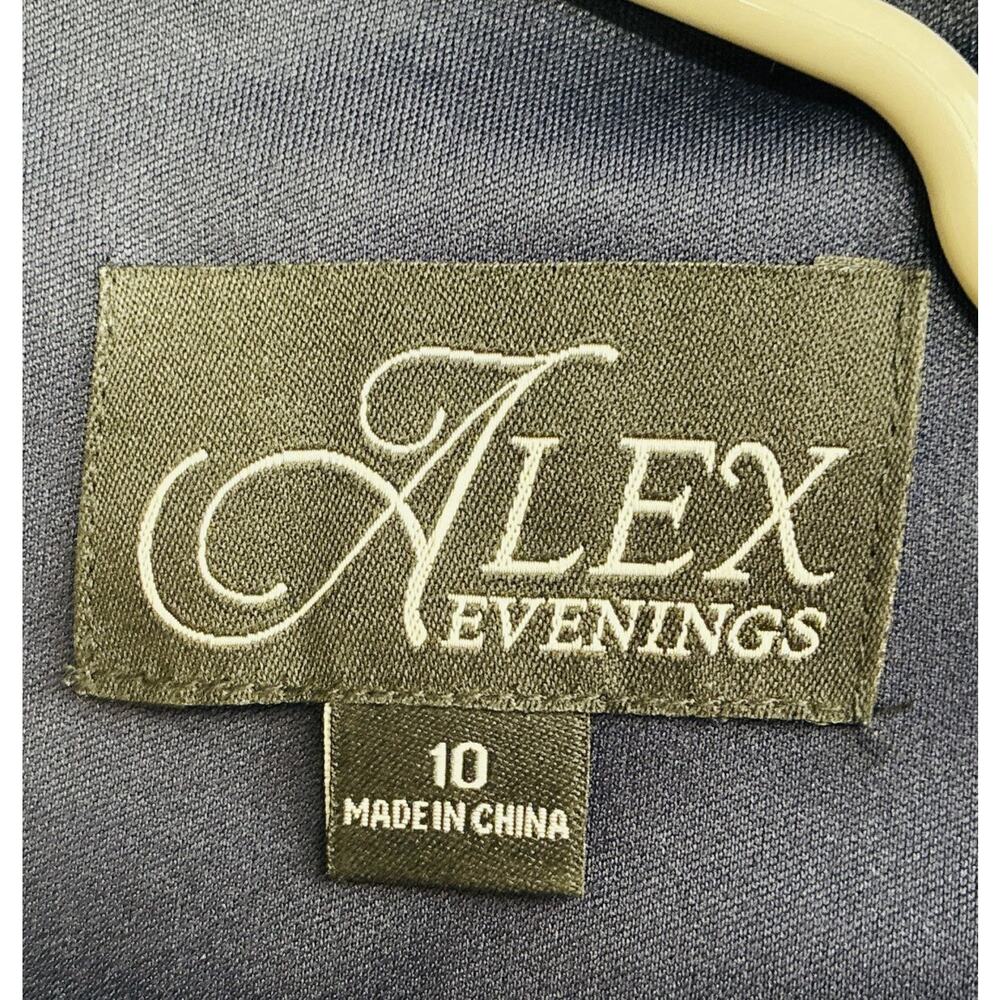 Alex Evenings Size 10 Navy Beaded Rhinestone Ruched Twist Front Cocktail Dress - Picture 5 of 10